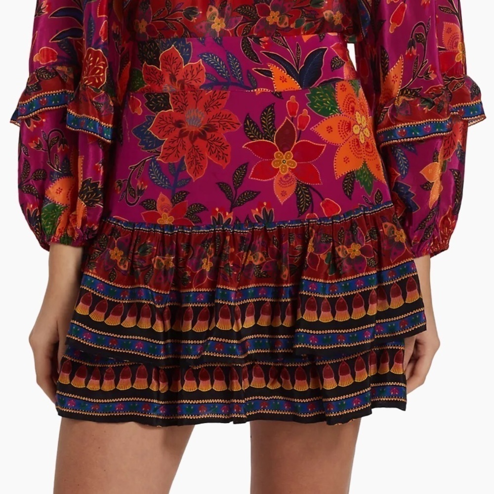 Farm Rio Tropical Tapestry Ruffled Miniskirt - Picture 2 of 7